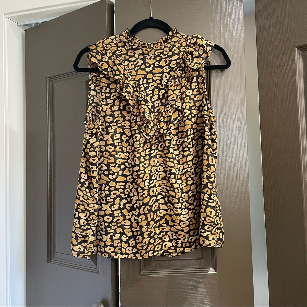 Who What Wear Animal Print Chiffon Sleeveless Blouse